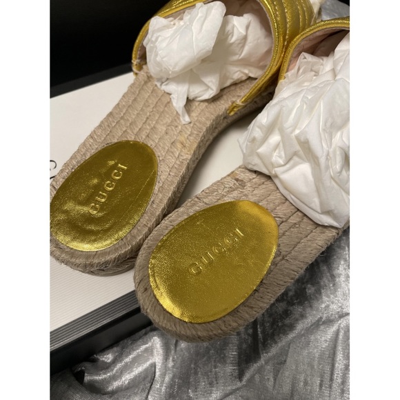 Authentic Gucci Espadrilles Gold Size 38.5 - Picture 3 of 4